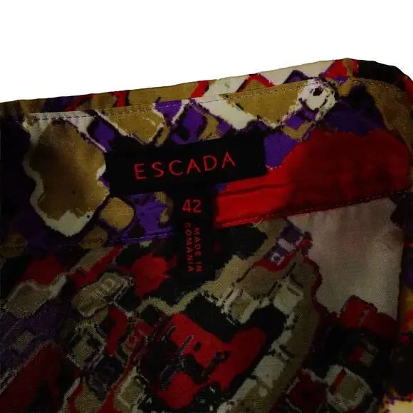 Escada Paisley Silk Cotton Button Up Blouse Long Sleeve Ladies Size 42 - Picture 3 of 7